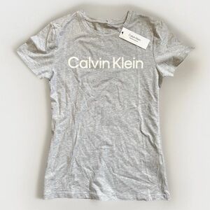 Calvin Klein Women’s Logo T-Shirt Size XS NWT Gray Performance Stretch Tee